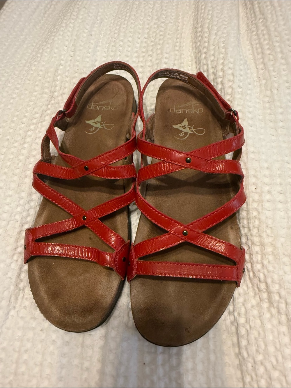 Dansko Red Strappy Leather Women's Sandals